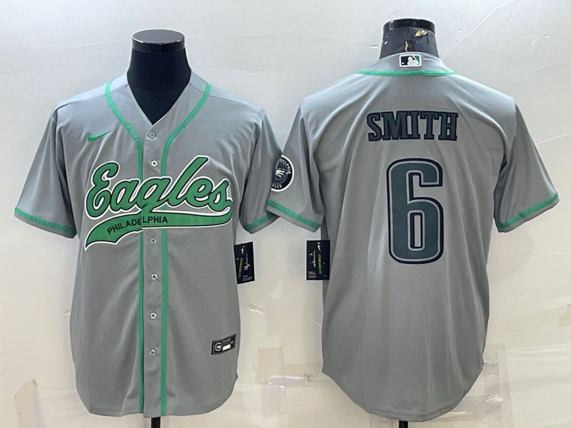 Men Philadelphia Eagles #6 Smith Grey 2022 Nike Co branded NFL Jersey